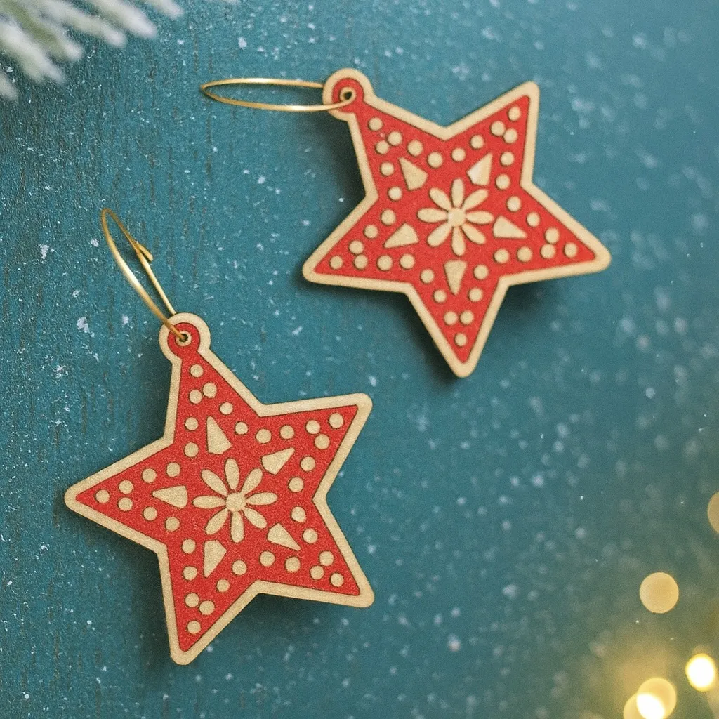 Pendientes estrellas navideñas view 2