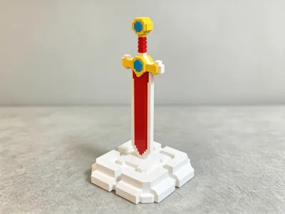 Pixel-style Greatsword - no supports - Miniature Model