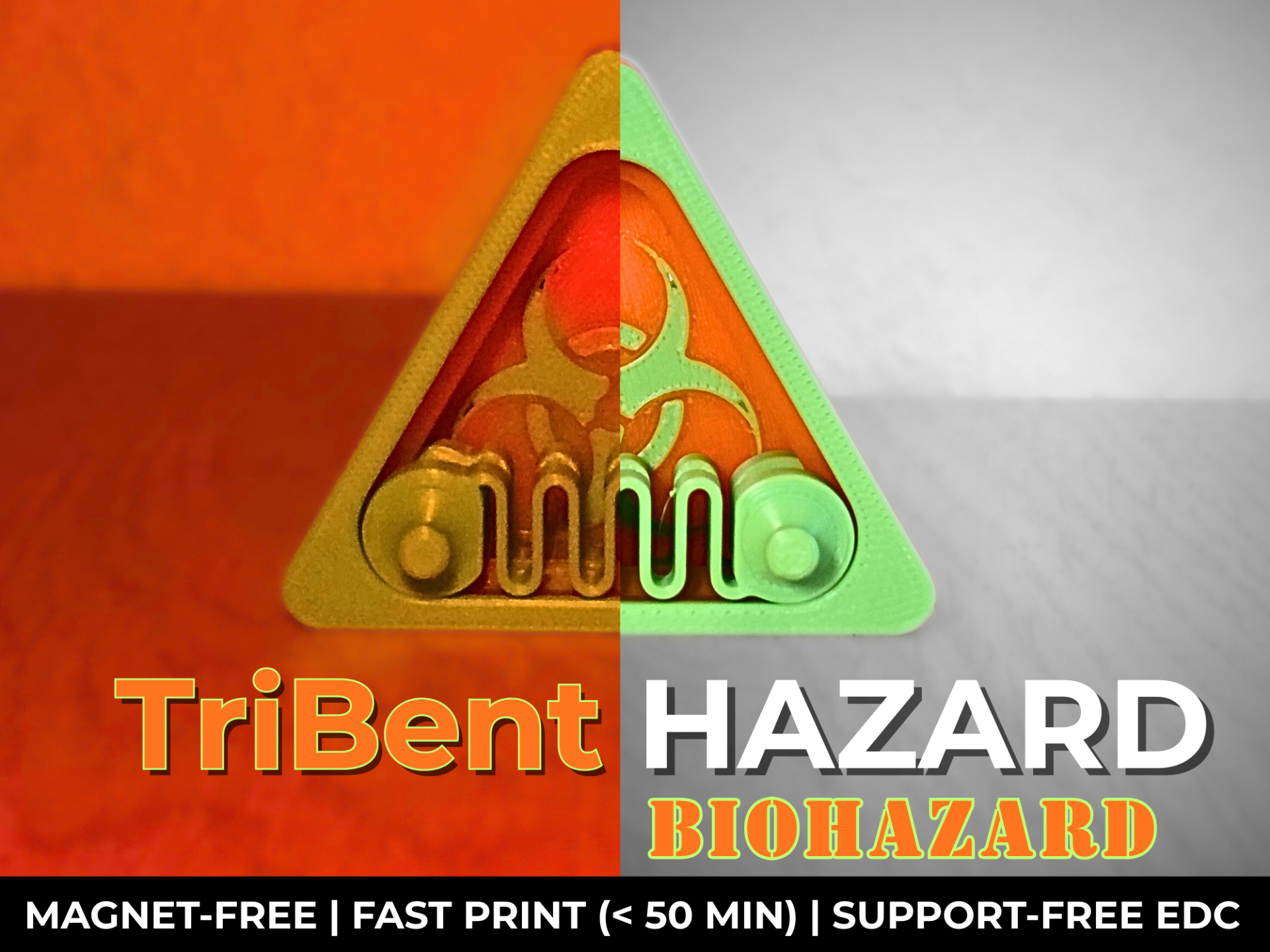 TriBent HAZARD BIOHAZARD: Magnet-Free EDC Fidget