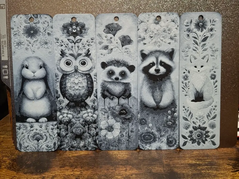 Set of 5 floral animal bookmarks - 2 colours