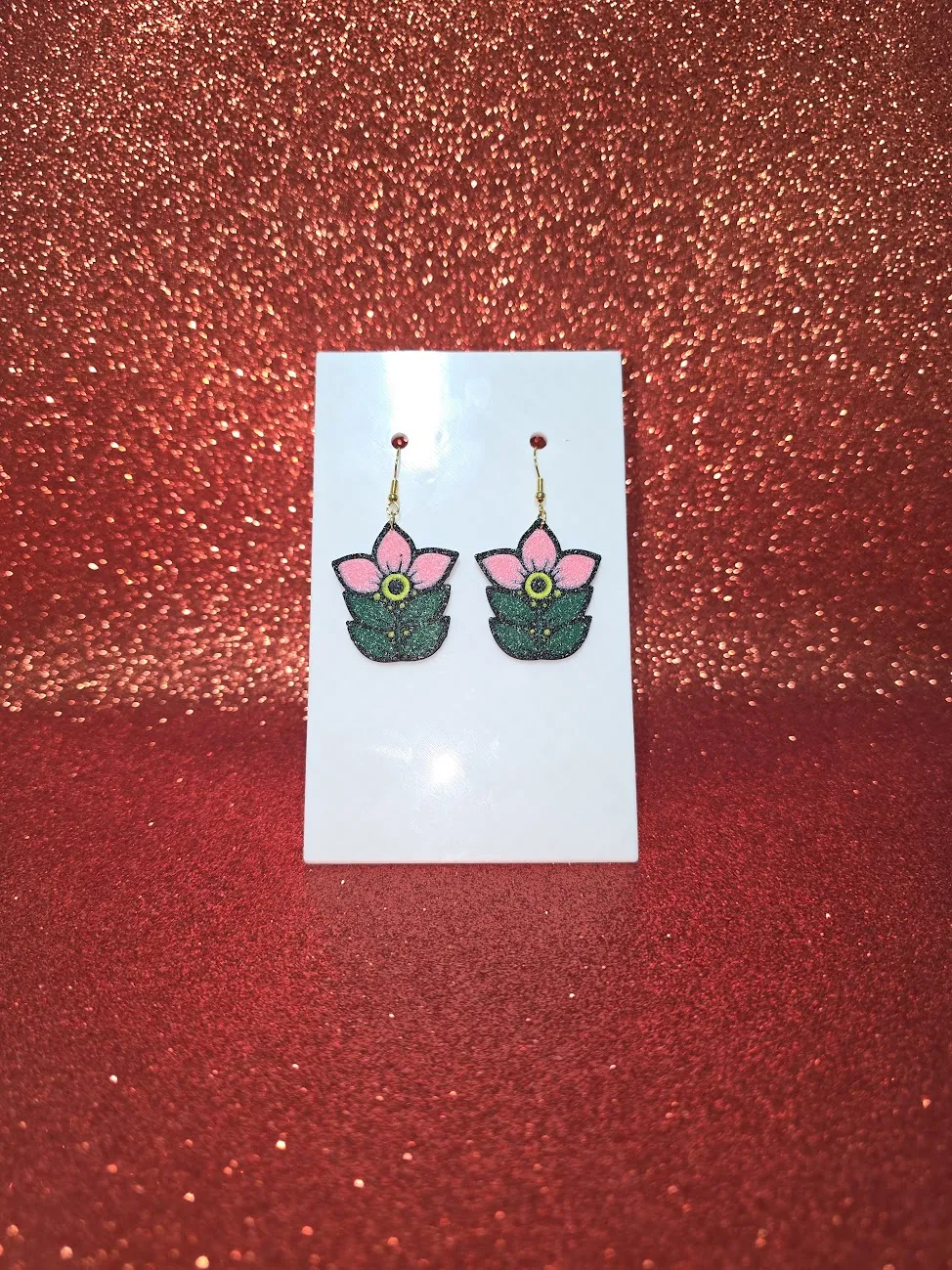 Mario flower earrings view 2