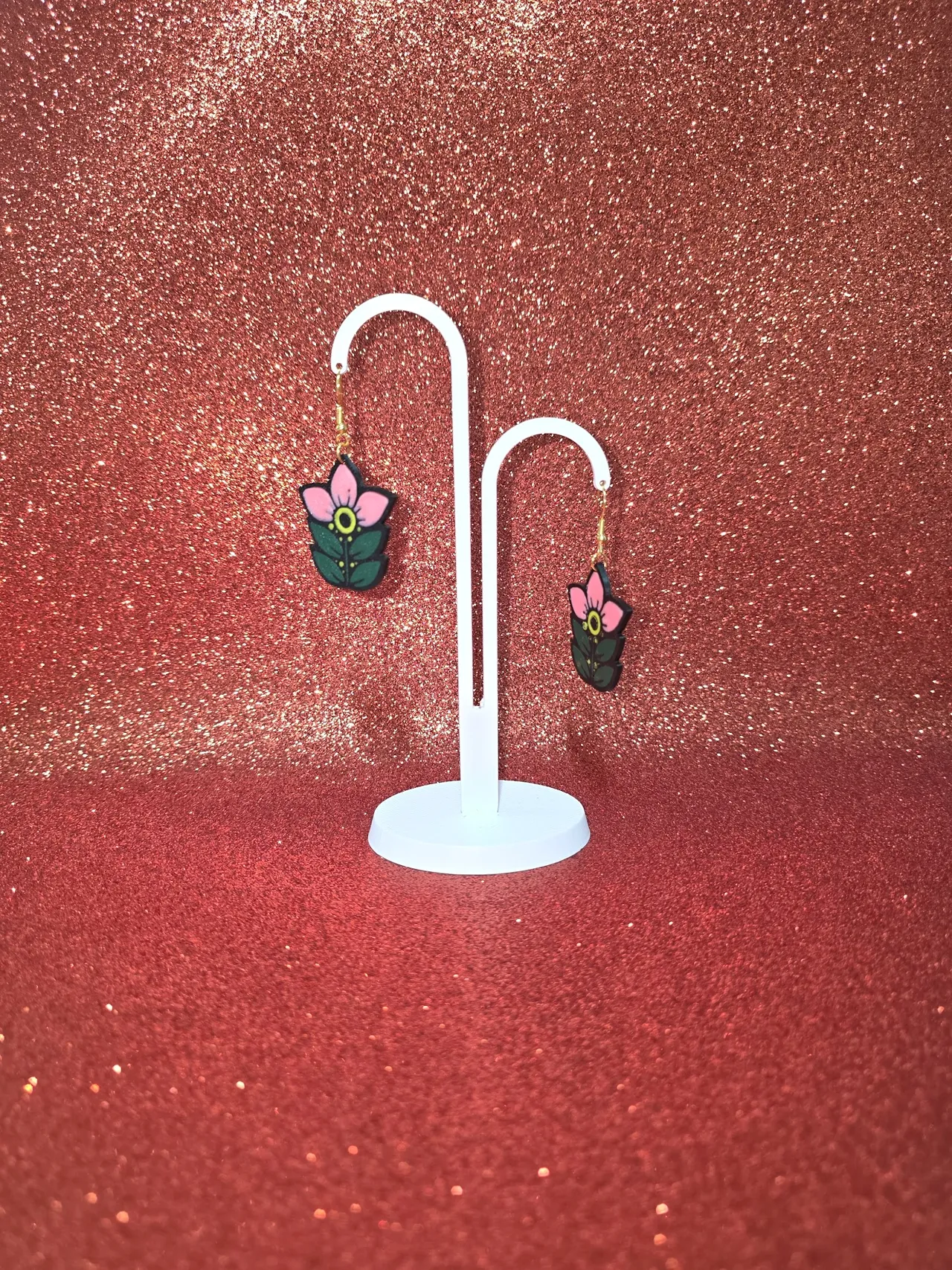 Mario flower earrings view 3