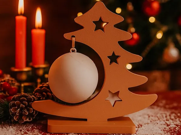 Petit sapin décoratif avec boule de Noël