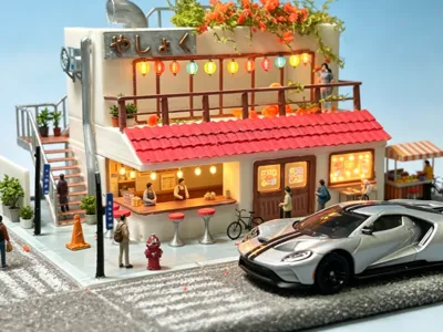 Alley Corner Coffee Japanese Hut 64 Miniature Model Scene