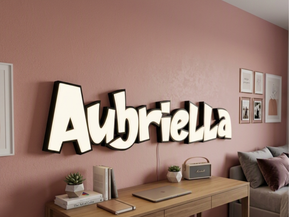 Insegna Led Nome 3D - Custom Lightbox - Aubriella