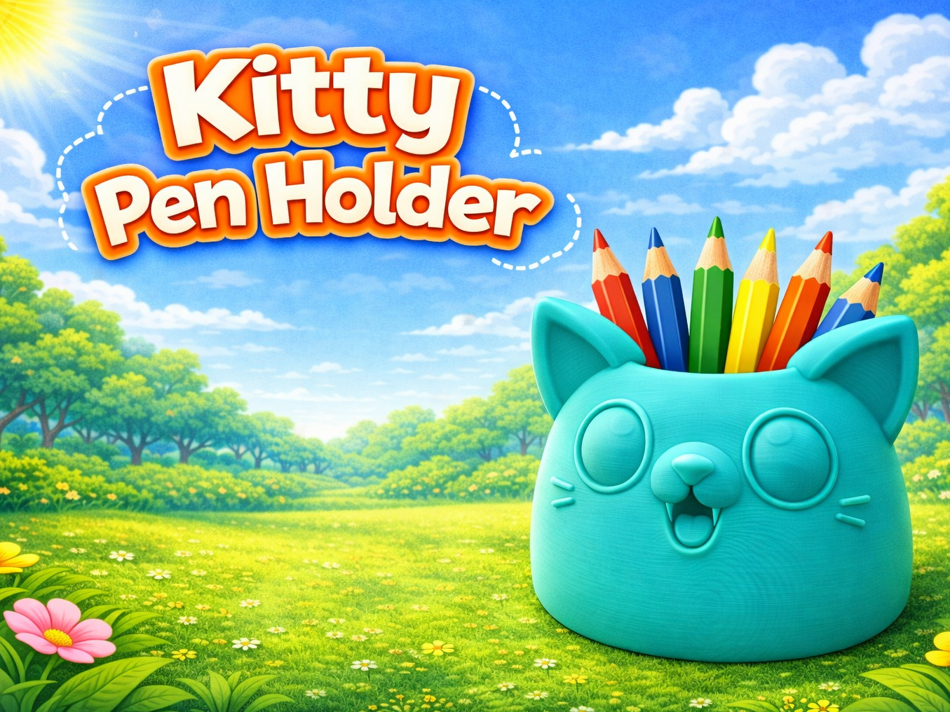 Kitty Pen Holder –  Cat Desk Organizer for Kids