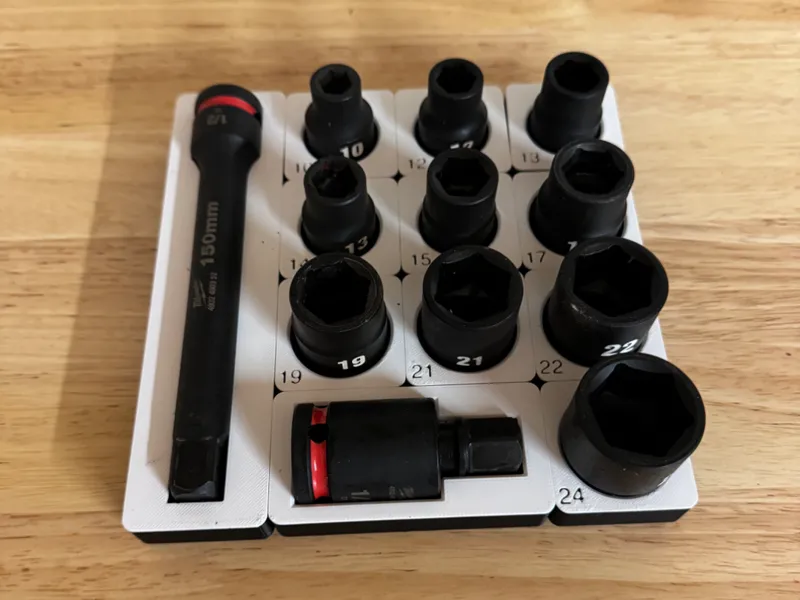 Milwaukee 1/2" Impact Socket - Metric - Gridfinity