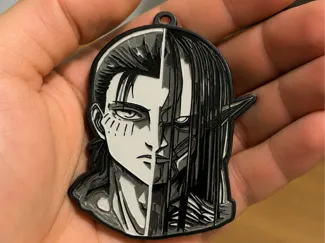 Eren Yeager Human / Titan Dual Face Keychain