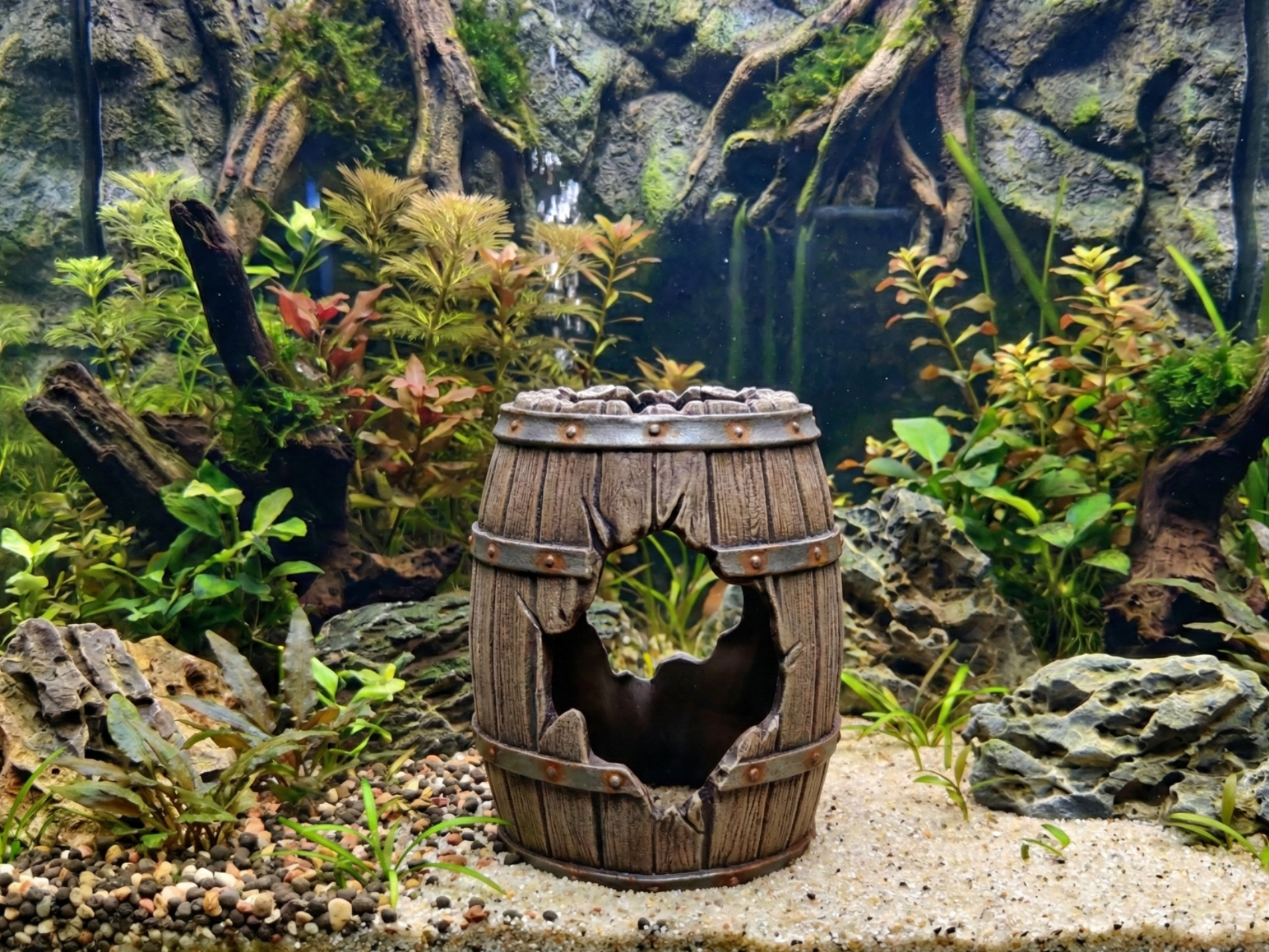 Aquarium Terrarium Decor Broken Barrel