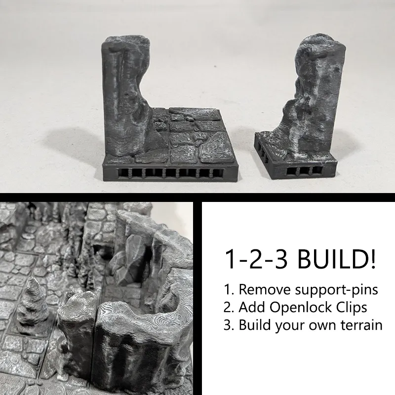 Cave wall ending - OpenLOCK system Remixed by Together 3D MakerWorld ...