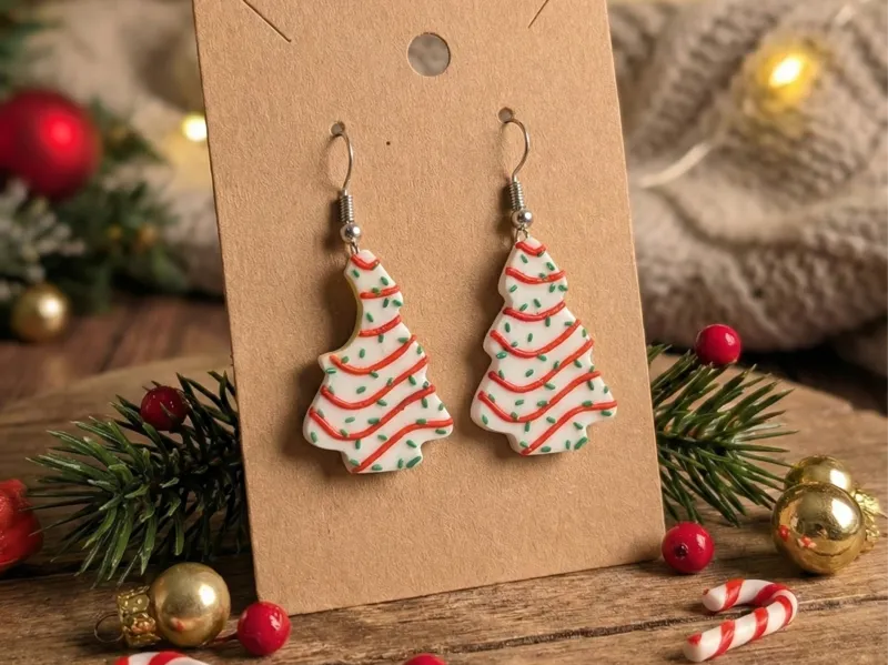 Little Debbie Christmas Tree Cake Earring