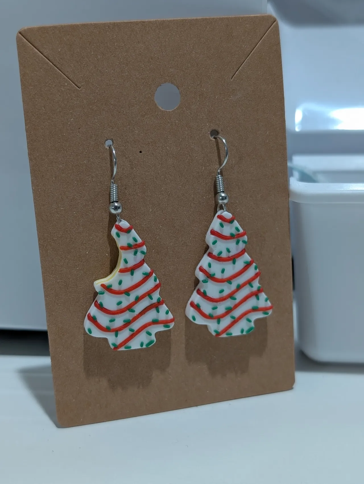 Little Debbie Christmas Tree Cake Earring view 2