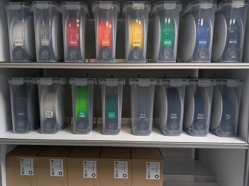 Cereal box dry filament storage