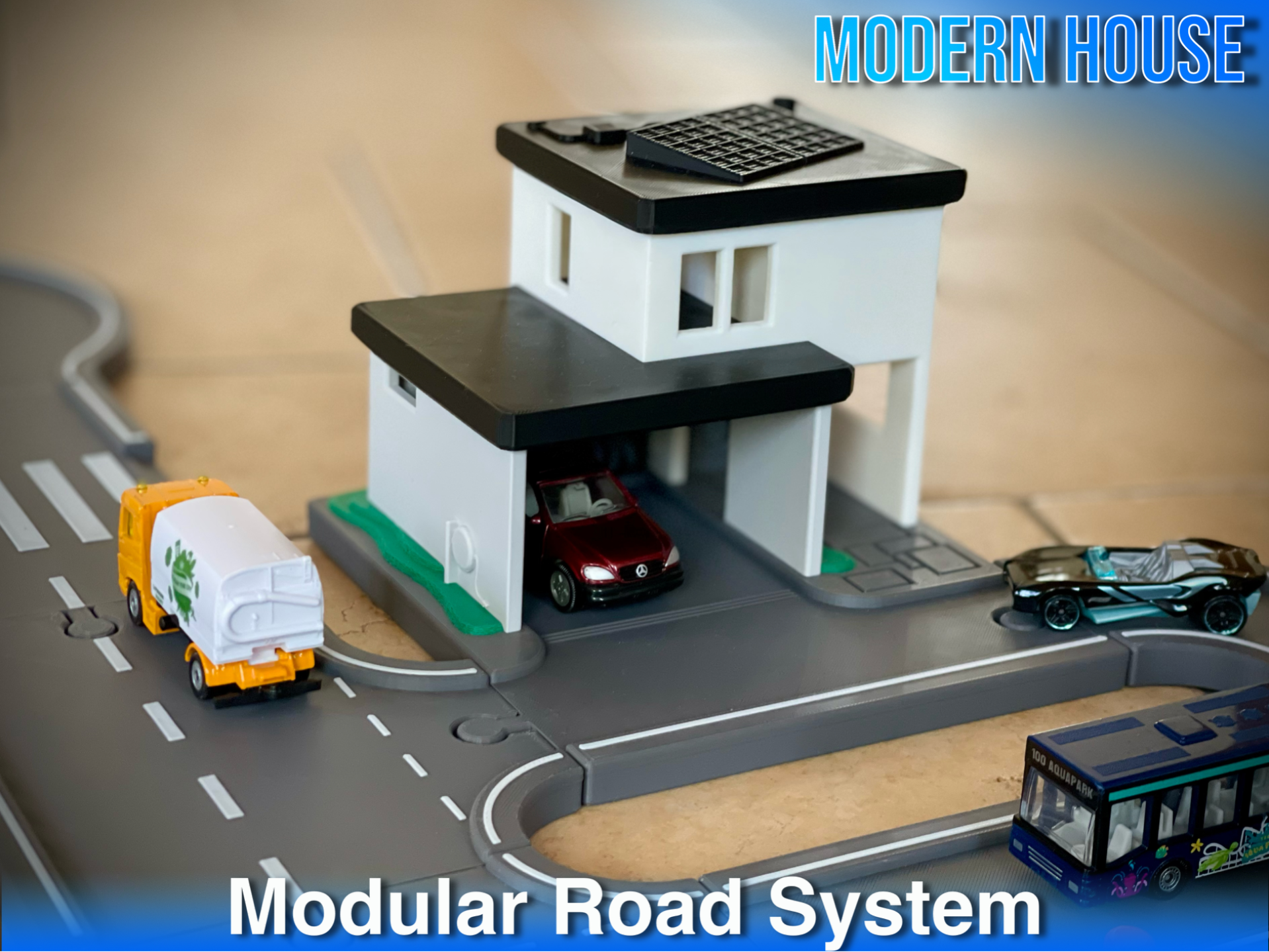 Modern House with Double Garage |Toy Road Building
