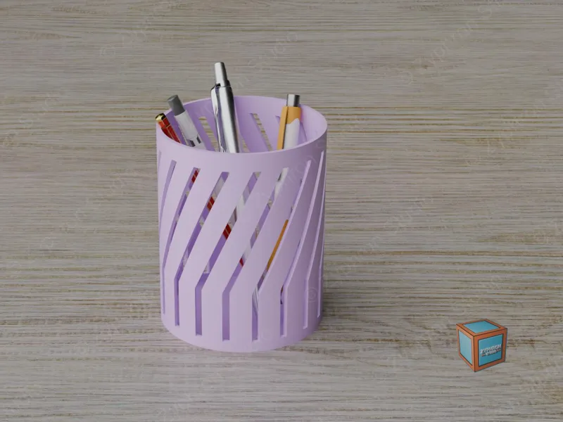 Pot à stylo cylindrique - Rainures droites