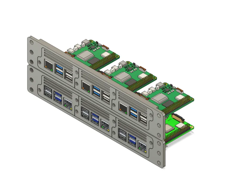 10' Server Rack Panel - 1U - 3 - RPI 3/4/5
