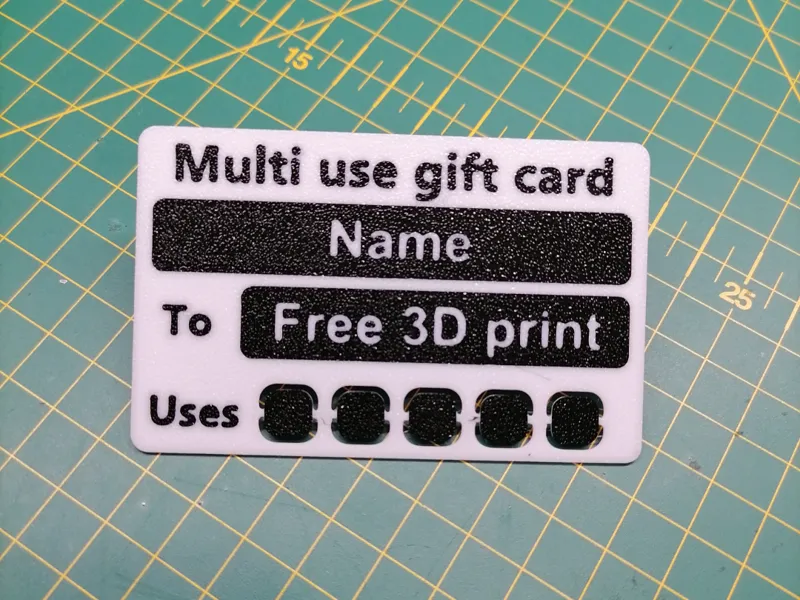 Multi Use Gift card,  customizable