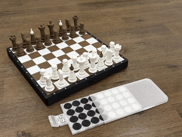 Deluxe Chess Checkers Backgammon Hinged PIP Set