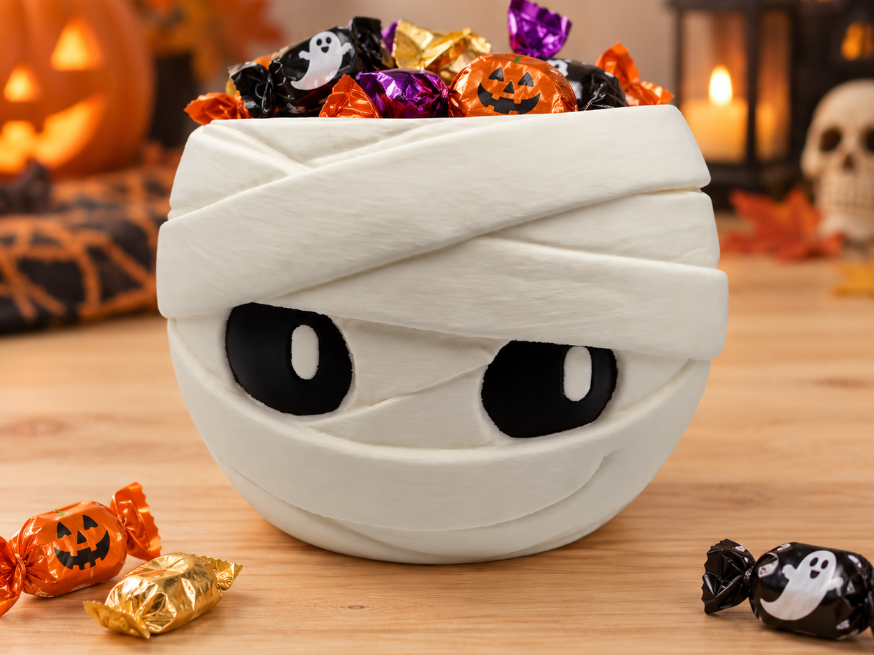 Smirking Mummy Halloween Bowl - 1