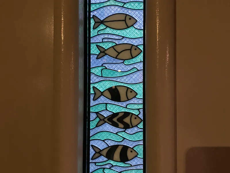 Five fish stained glass