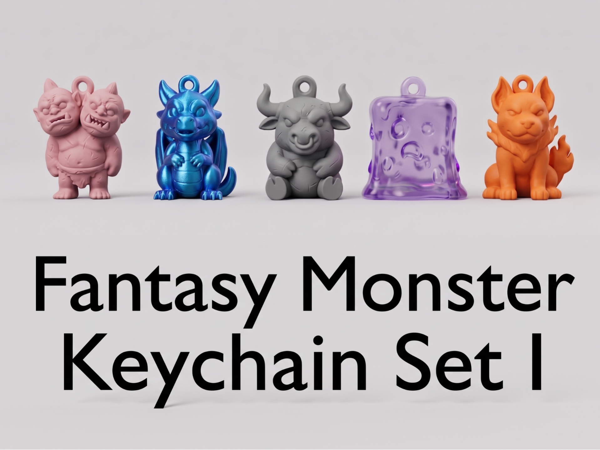 Fantasy Monsters Keychain Set I - Dungeon Denizens 3D model