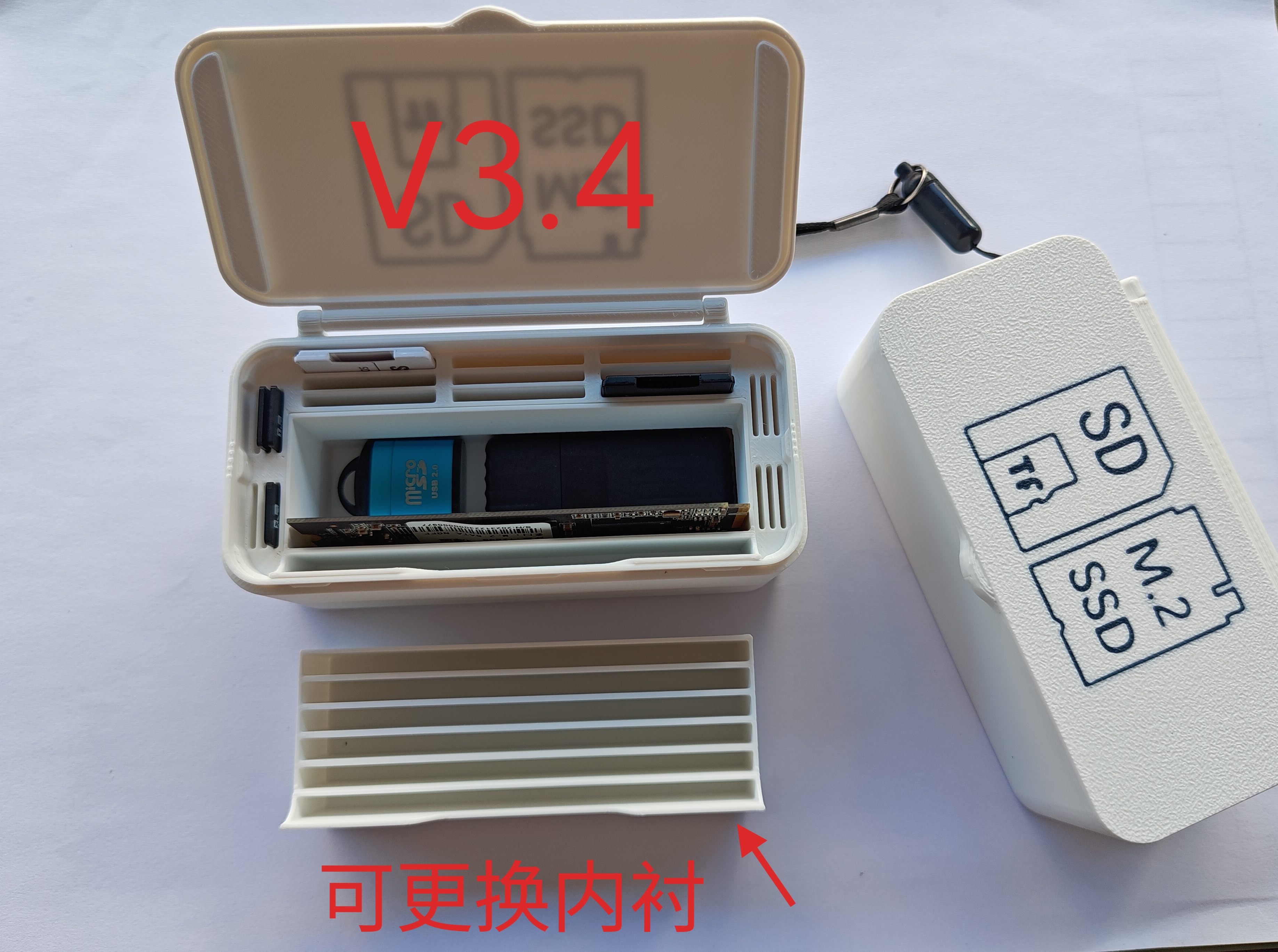 Miniatura 4 do modelo 3D V3直插版TF SD 储存卡 U盘 读卡器 M.2SSD收纳盒