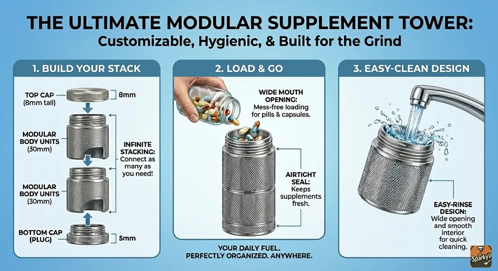 Modu-Pod40: Modular Textured Supplement Containers - Free 3D Print ...