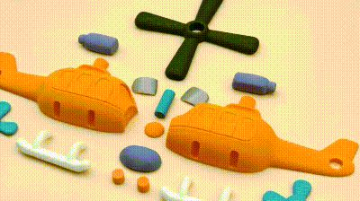 Miniatura 2 do modelo 3D 螺旋桨可以旋转的直升飞机，mini可打，拼装简单。