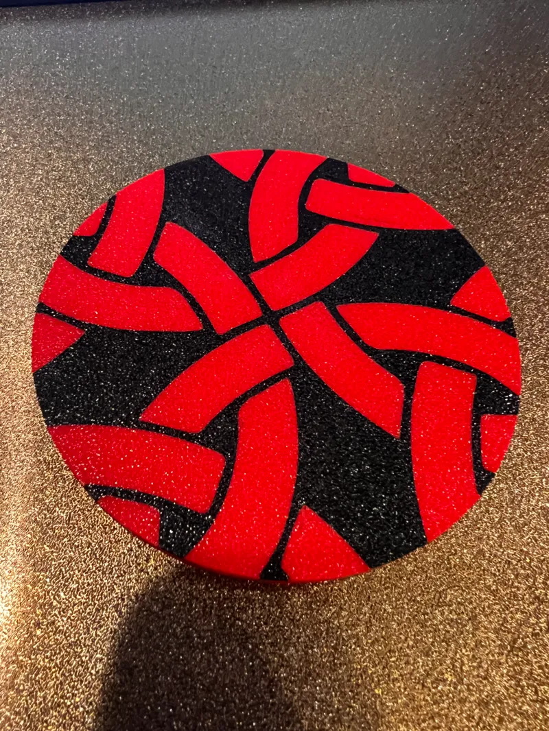 Celtic Abstract Flat faced coaster red and black