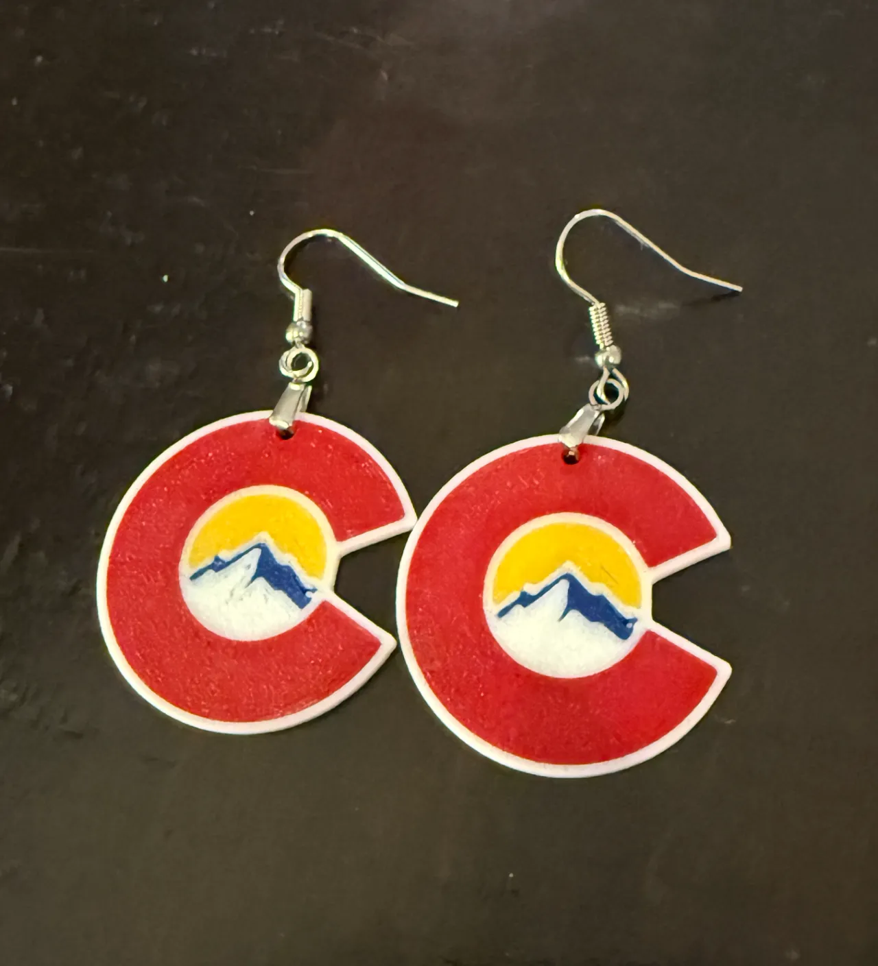 Colorado Flag and Mountain Scape Earrings. view 2
