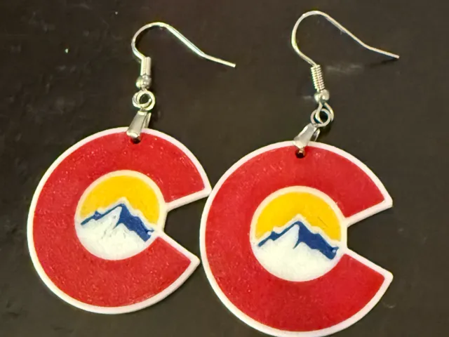 Colorado Flag and Mountain Scape Earrings.