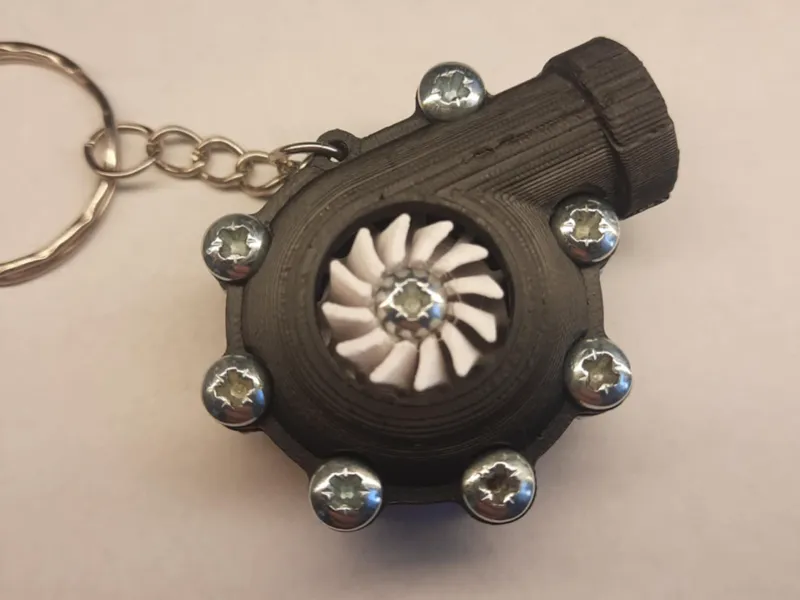 Turbocharger keychain (spinning turbine)