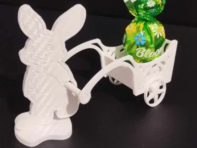Rabbit with Christmas egg cart