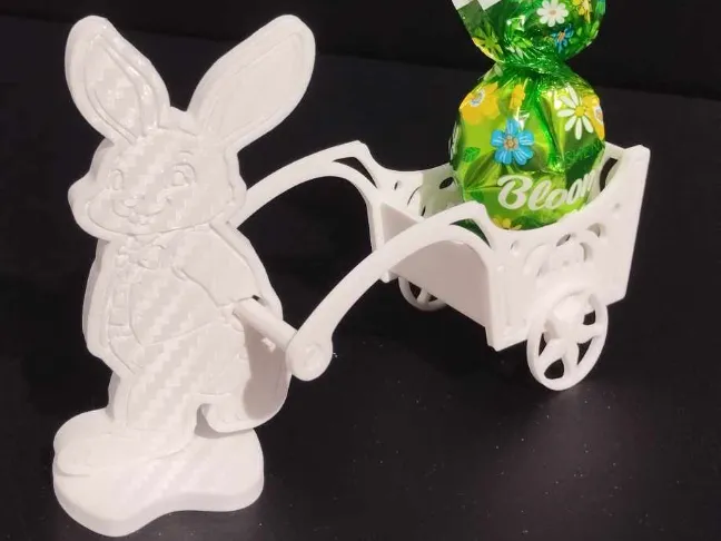 Rabbit with Christmas egg cart