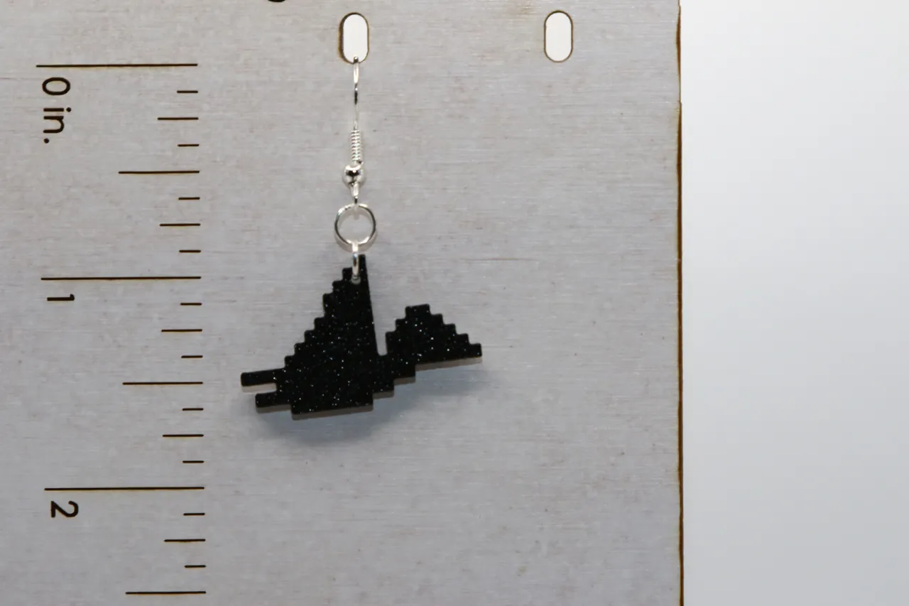 Pixel Dino Pterodactyl Earring view 3