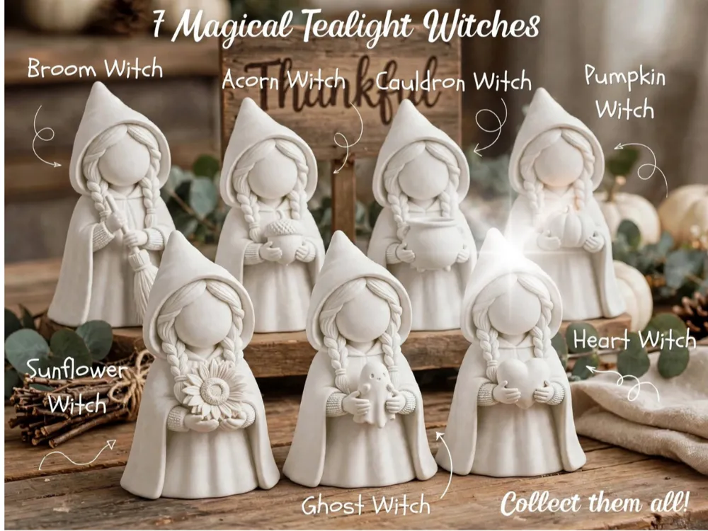Accesorio de iluminación decorativa: Tealight Witch With Heart Figure. Referencia del modelo original.