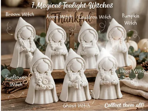 Accesorio de iluminación decorativa: Tealight Witch With Heart Figure — referencia de MakerWorld