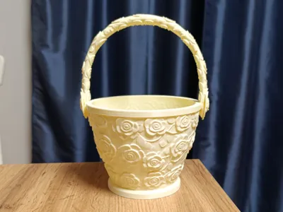 basket with a rose ornament