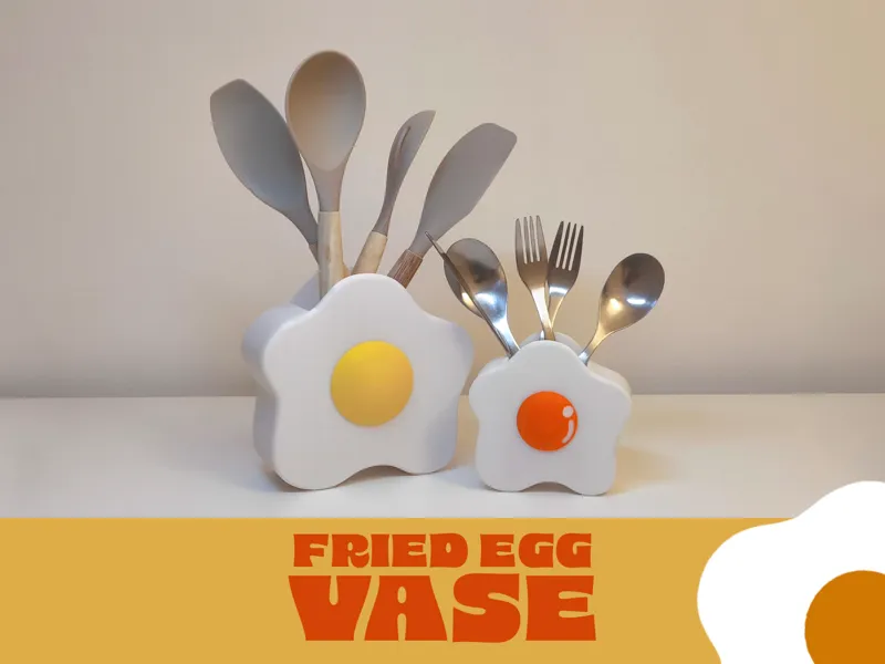 Fried Egg Vase / Kitchen Utensils Holder
