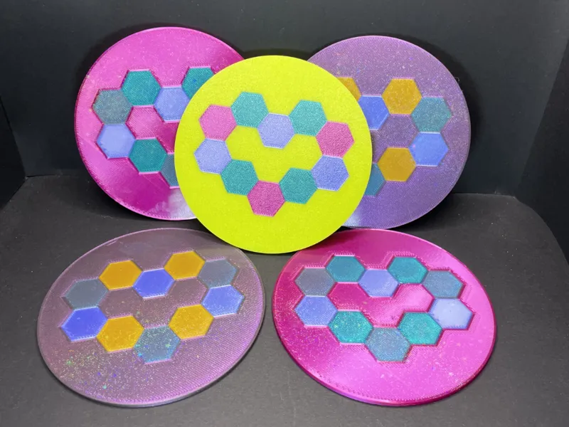 Hex heart coasters
