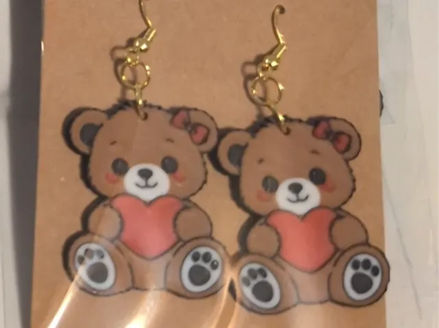 Teddy Bear Valentines Day Earrings