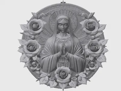 Virgin Mary Wall Relief/3DPrintable ReligiousDecor