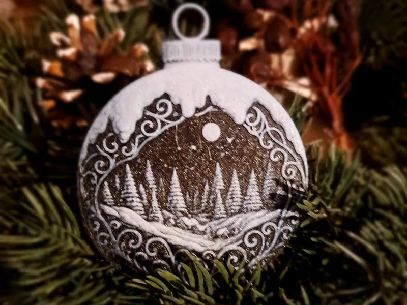 Christmas Tree Ornament Snowy Landscape HueForge