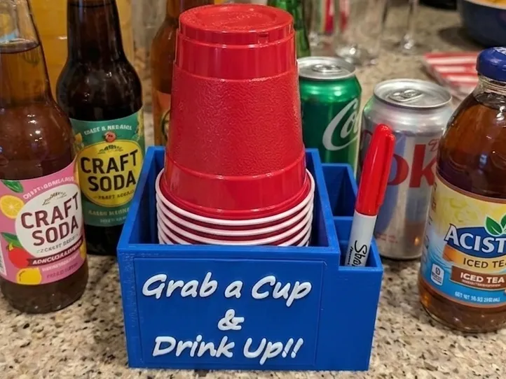 Solo Cup Holder w/ Storage & Custom Text
