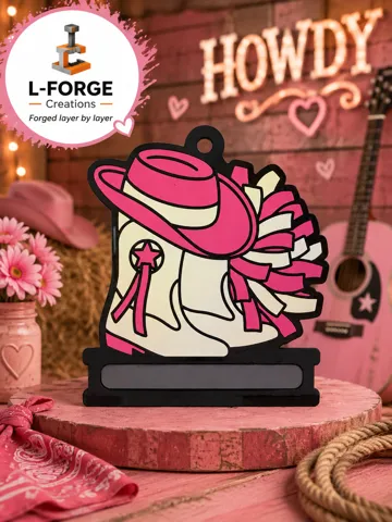 Accesorio para sujetar ligas de cabello: Cowgirl Boots & Pom Hair Tie Holder Keychain — vista de referencia 3