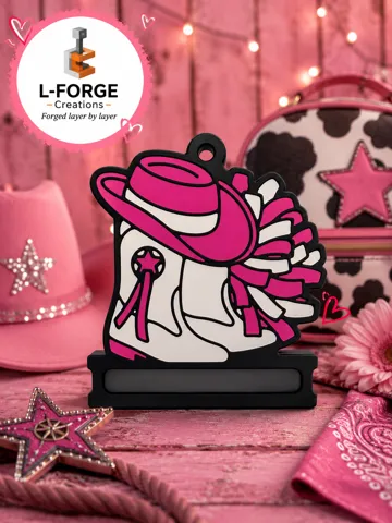 Accesorio para sujetar ligas de cabello: Cowgirl Boots & Pom Hair Tie Holder Keychain — vista de referencia 4