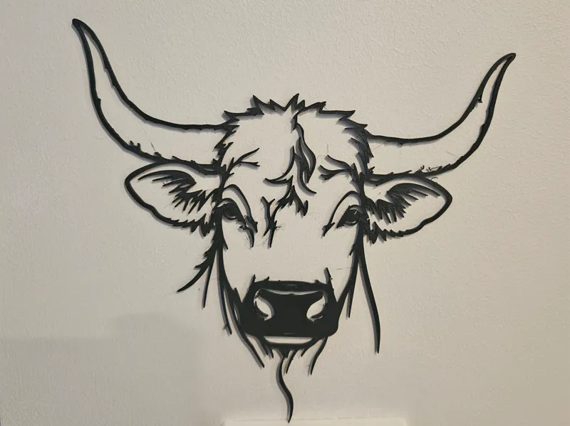 Line Art Wall Decor Highland Cow