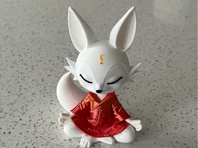 Meditating Fox Figurine