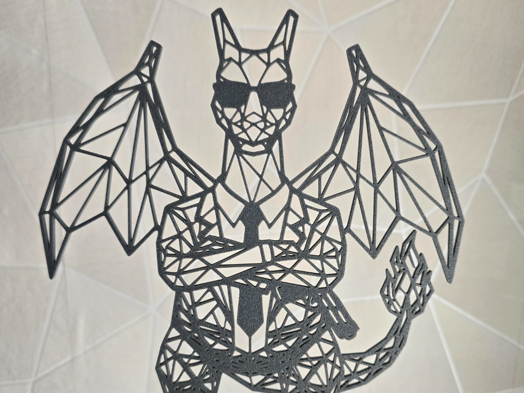 Low Poly Charizard Wall Art–Geometric Pokémon