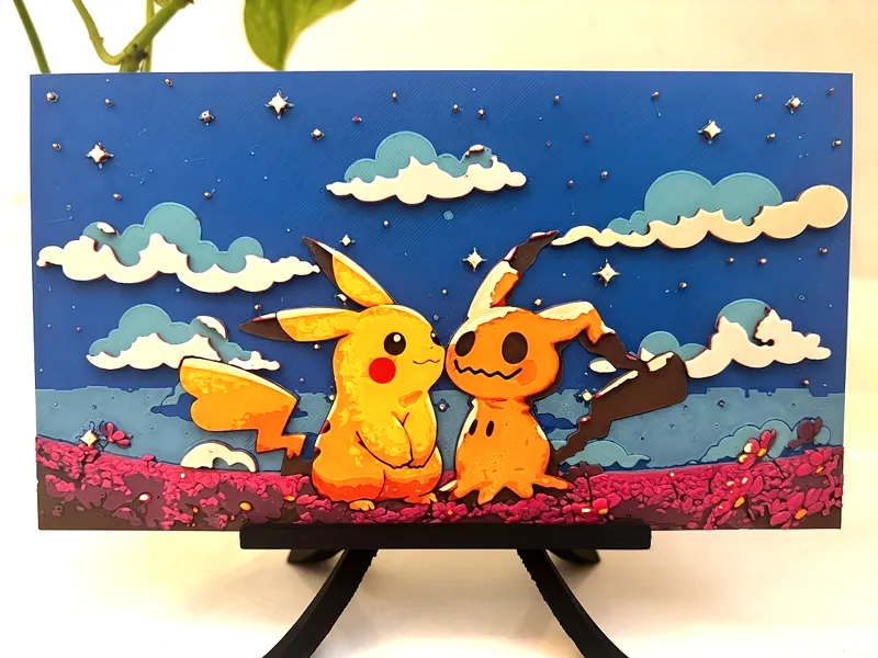 Pikachu + Mimikyu HueForge Pokemon ArtPrint